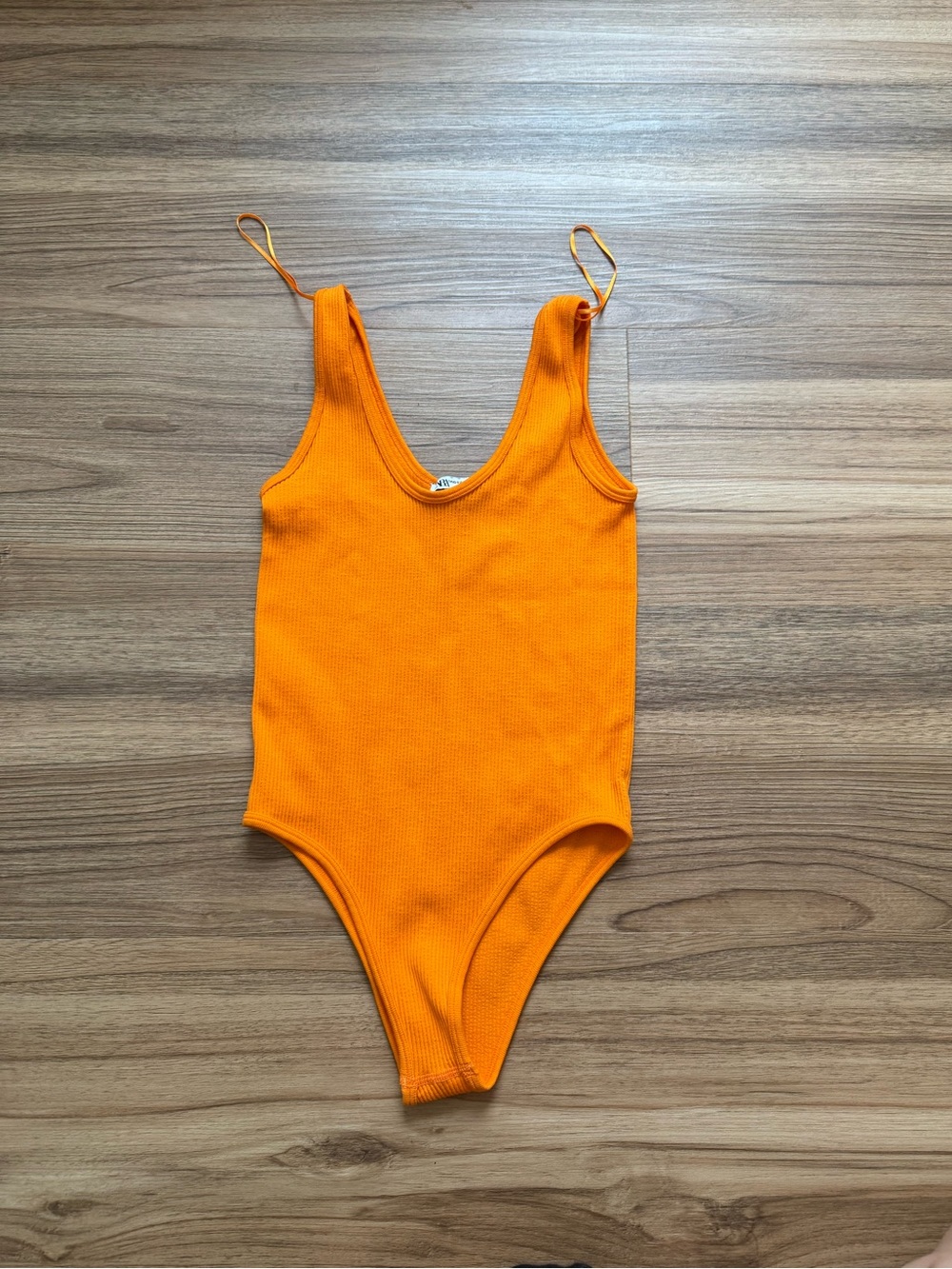Zara Orange Ribbed Bodysuit